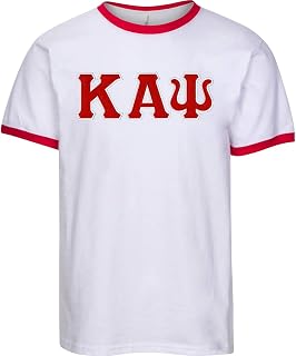 Kappa Alpha Psi - Maglietta in twill ricamata con lettera Ringer - multicolore - XL