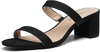 DREAM PAIRS Women's Comfortable Dress Sandal Mid Wide Heel Classic High Heel Round Toe Two Strap Summer Dress Sandal DHS213-E