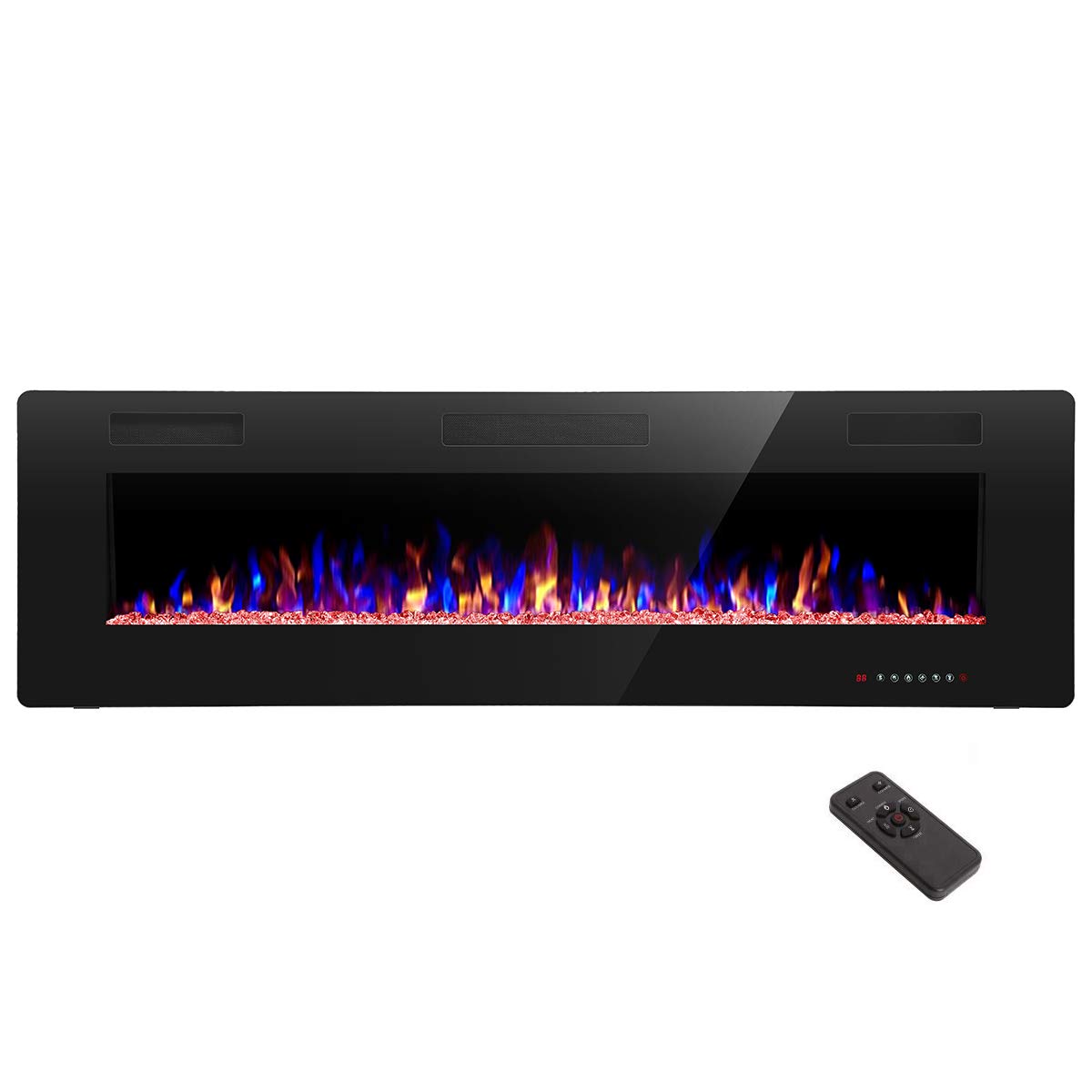 R.W.FLAME 60" Recessed and Wall Mounted Electric Fireplace, Low Noise, Fit for 2