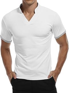 KUYIGO Men's Polo Shirts Long Sleeve Short Sleeve Cotton V Neck Henley Shirts Slim Fit Basic Golf Tennis Sports Tops S-XXL