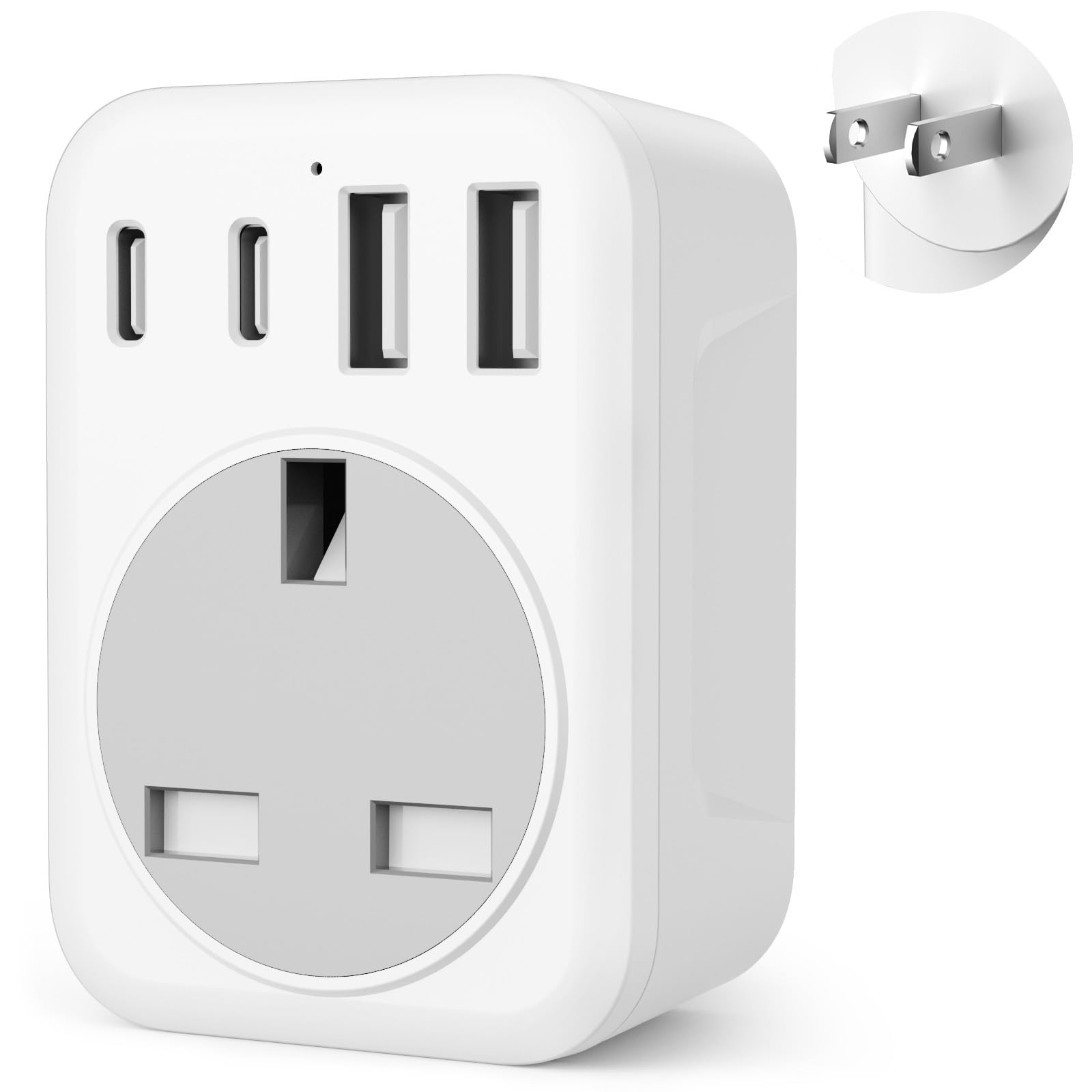 5 IN 1 UK to Japan Plug Adapter,Japan Travel Adapter with 2 USB C and 2 USB A Po