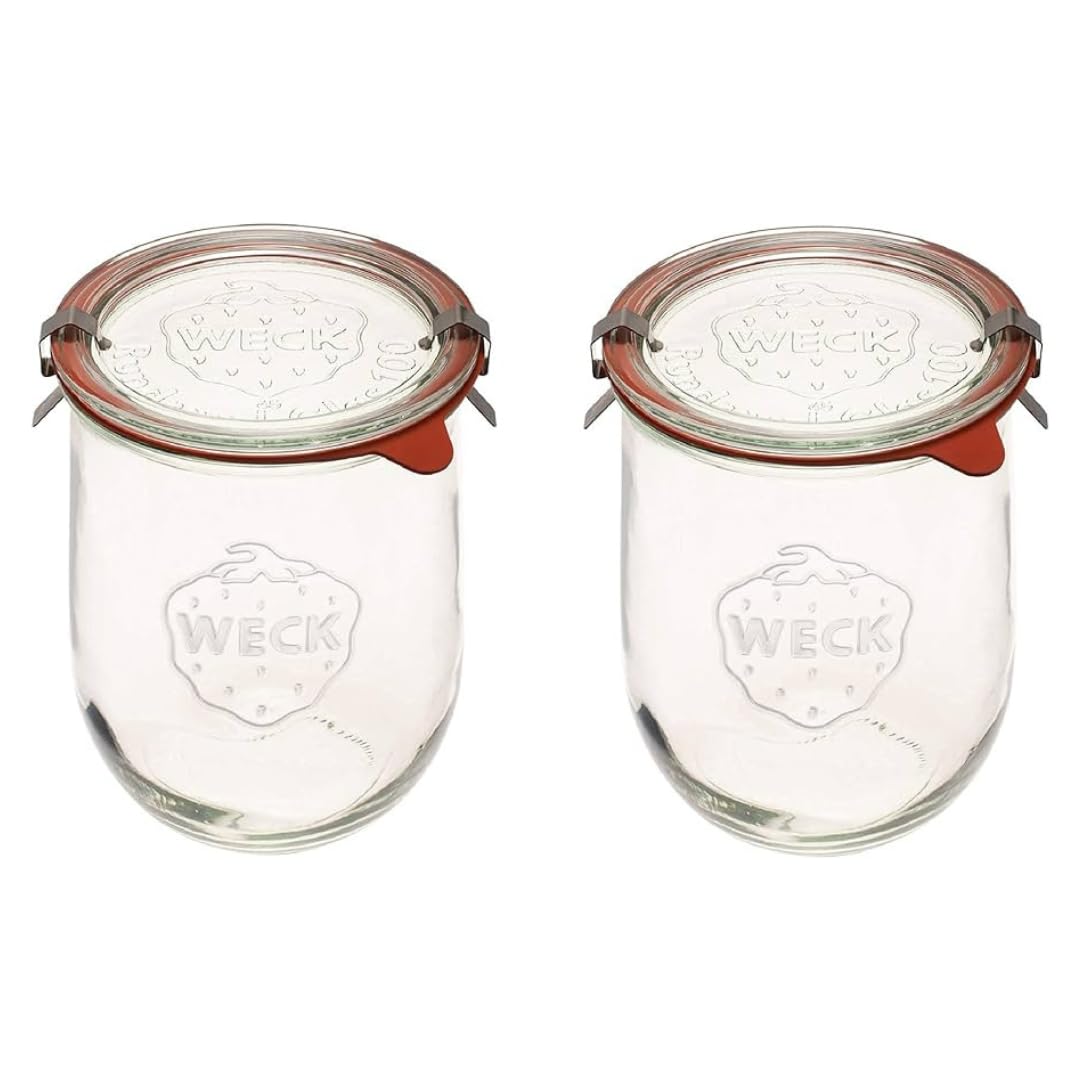 Weck Tulip Jars 1 Liter - Large Sour Dough Starter Jars with Wide Mouth - Suitab