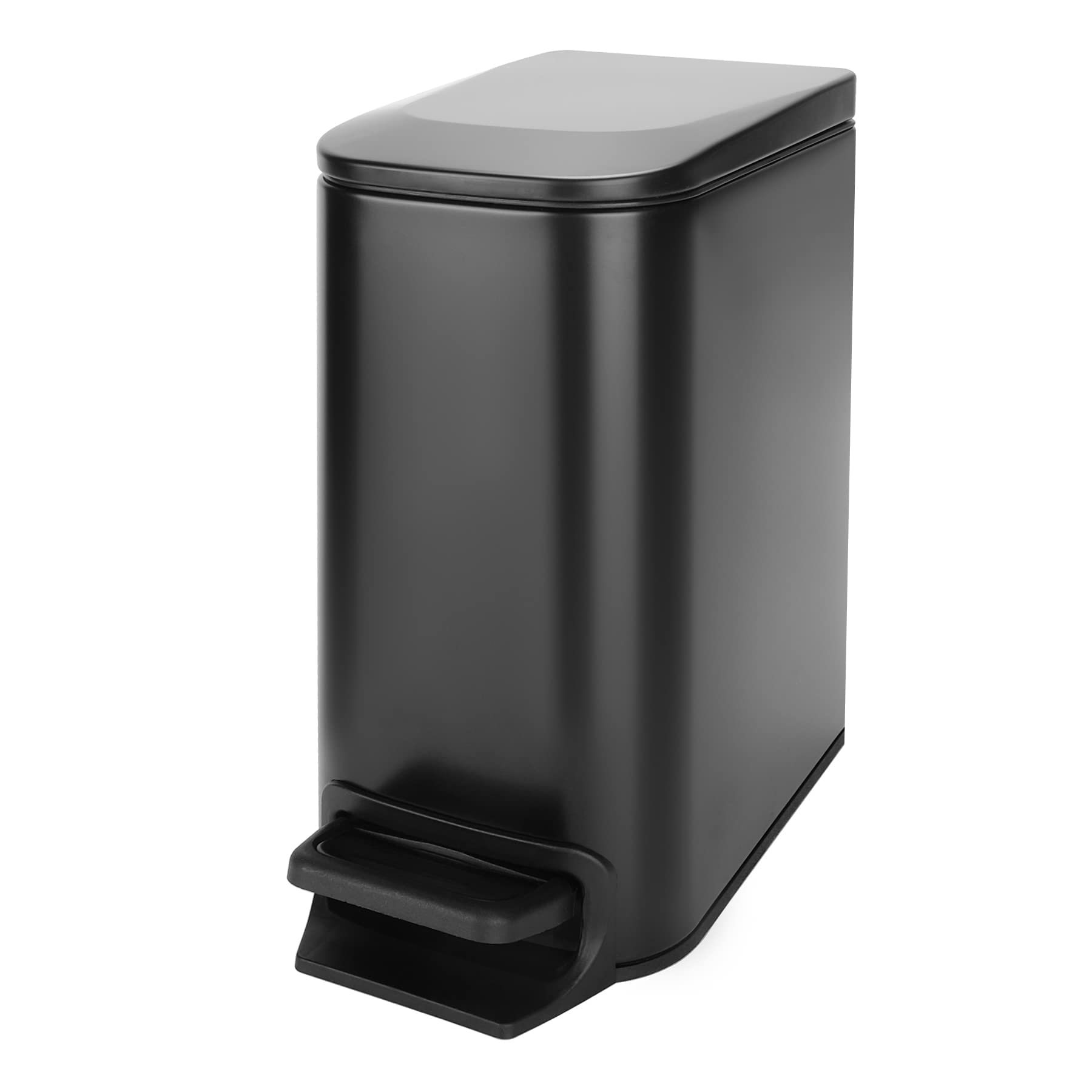 Cesun Small Bathroom Trash Can with Lid, 1.6 Gal, Soft Close, Matte Black | Step