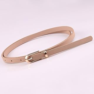 Women's Skinny Leather Belts for Jeans Dresses Sweaters Fashion Gold Buckle Belt for Women