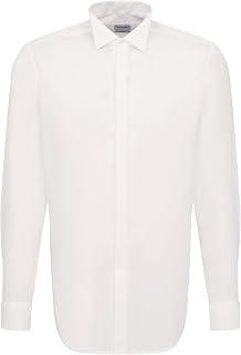 Seidensticker Men's Business Shirt, Classic Fit, Non-Iron, Lapel Collar, Long Sleeve, Cuffed Cuffs, 100% Cotton