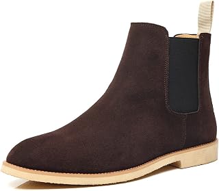 Placck Men's Short Boots, Genuine Leather, Chelsea Boots, Business Shoes, Stylish, Suede, Side Gore, Casual, England Style, Large Size