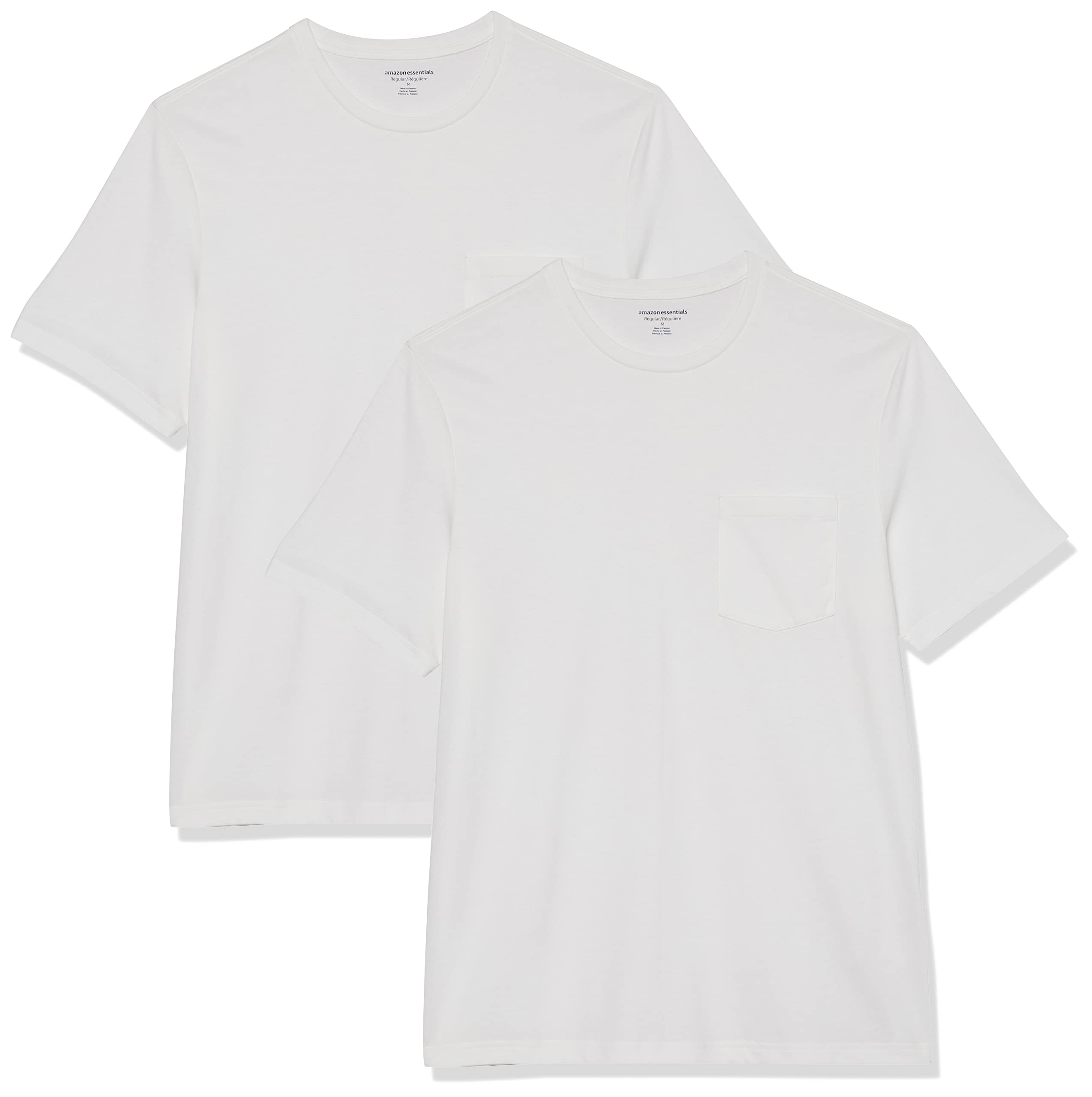 Amazon Essentials Men's Short Sleeve Crew Neck Pocket T-Shirt Regular Fit 2 Pack