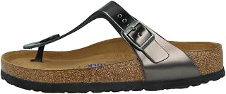 Birkenstock Women's Gizeh SFB Flip Flops, Silver Metallic Anthracite Metallic Anthracite, 6 AU