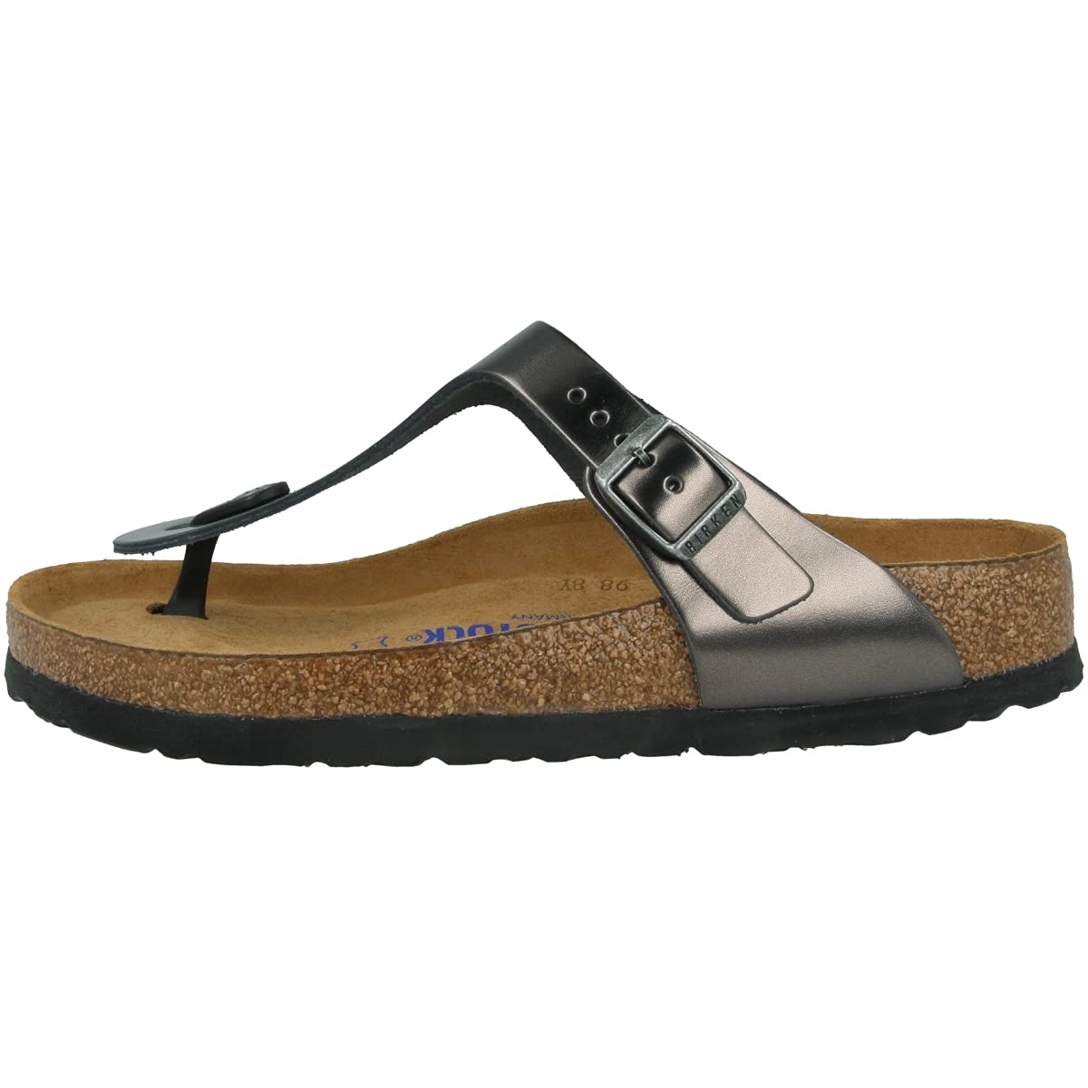 Birkenstock Women's Gizeh SFB Flip Flops, Silver Metallic Anthracite Metallic An
