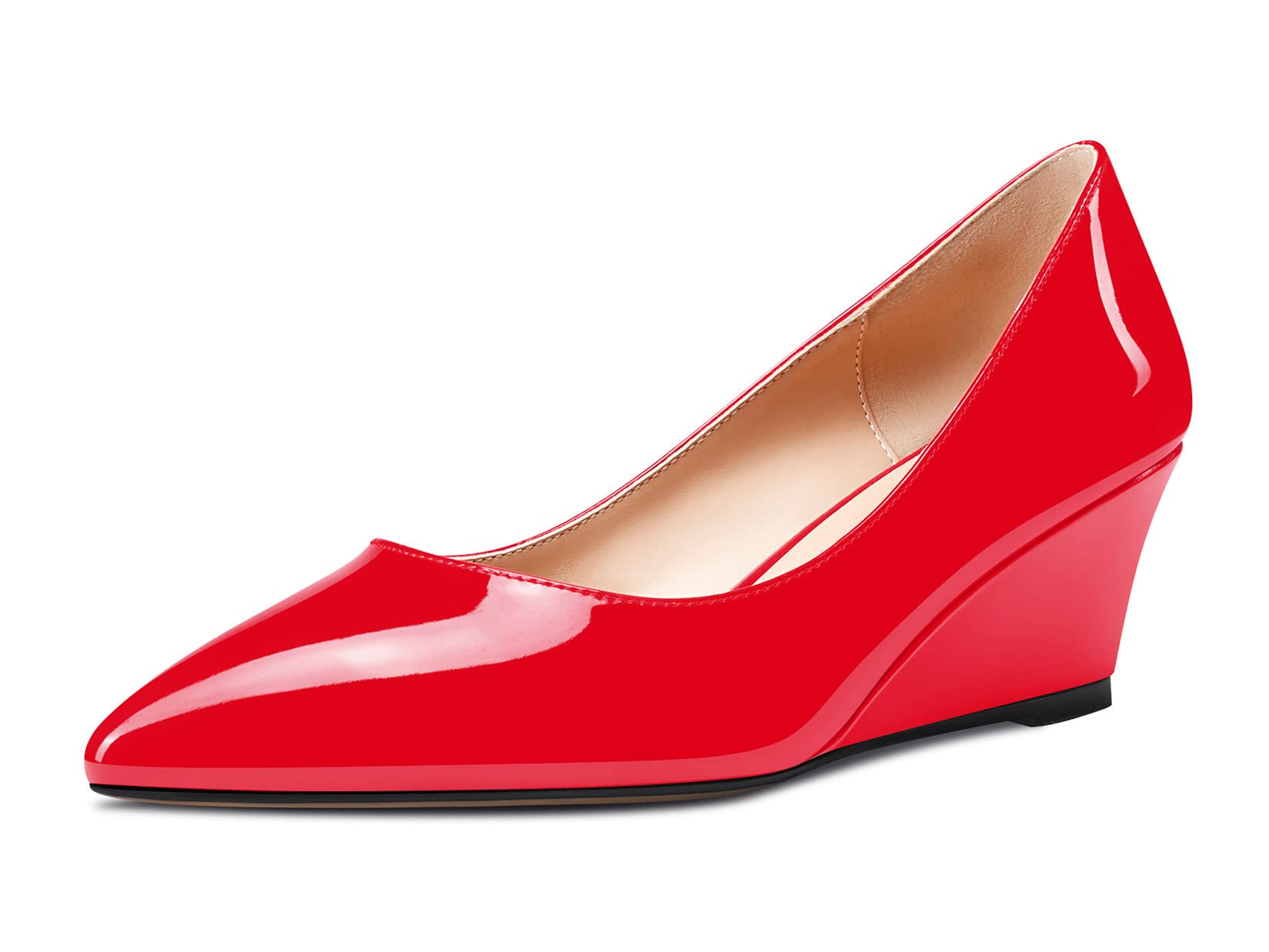 Aachcol Women's Wedge Mid Heel Pointed Heel Toe Pumps Slip-on Shoes Wedding Part