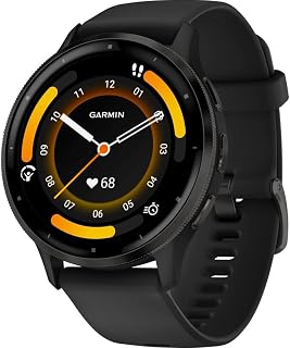 Garmin Venu 3 (Refurbished) Slate Stainless Steel Bezel 1.4-Inch AMOLED Touchscreen Display Smart Watch with 45mm Black Case and Silicone Band, 010-N2784-01