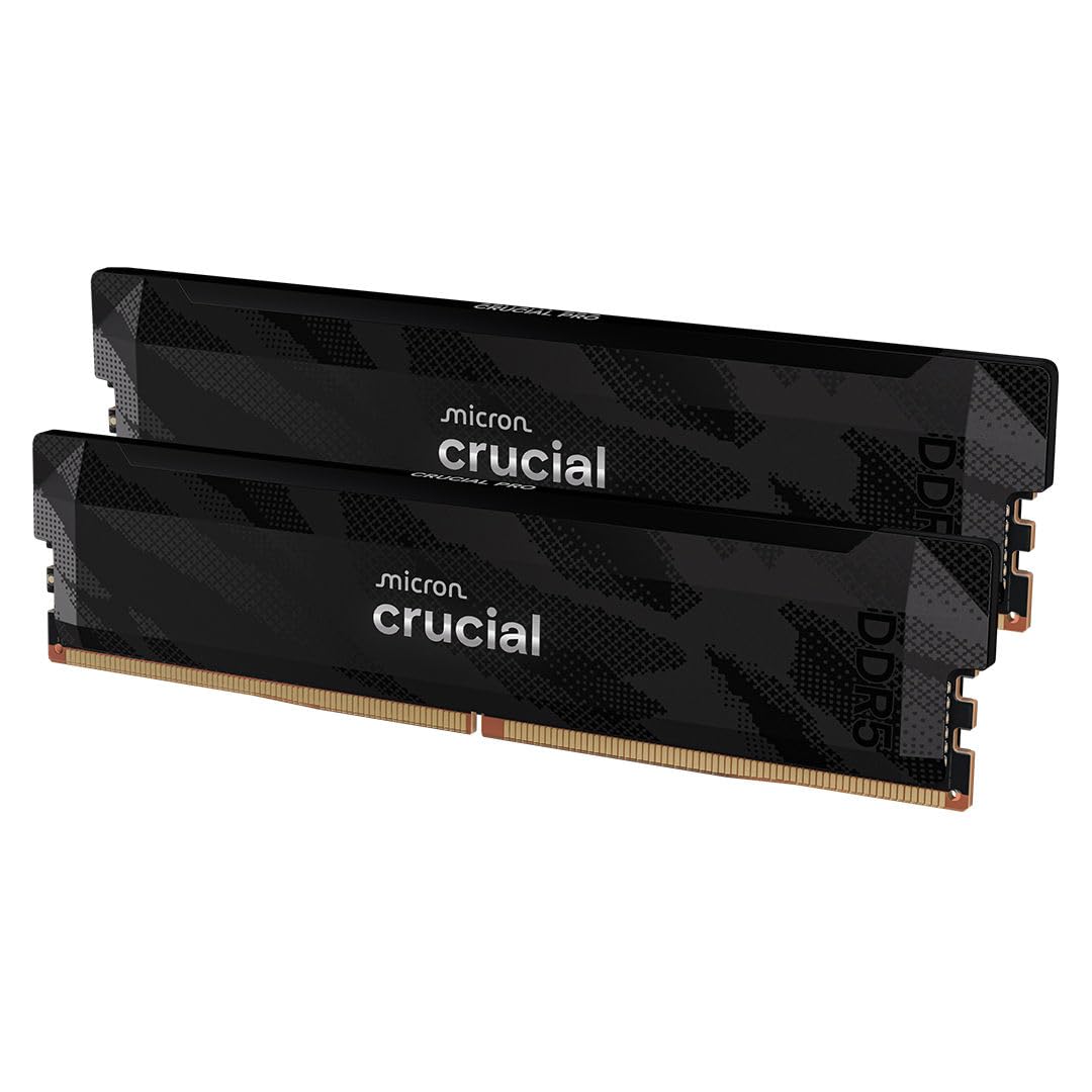 Crucial Pro DDR5 RAM 32GB Kit (2x16GB) 6400MHz CL32, Overclocking Deskop Compute