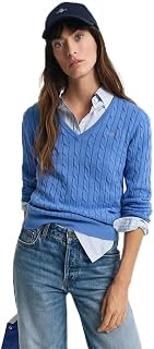 GANT Women's V Neck Cotton Stretch Sweater