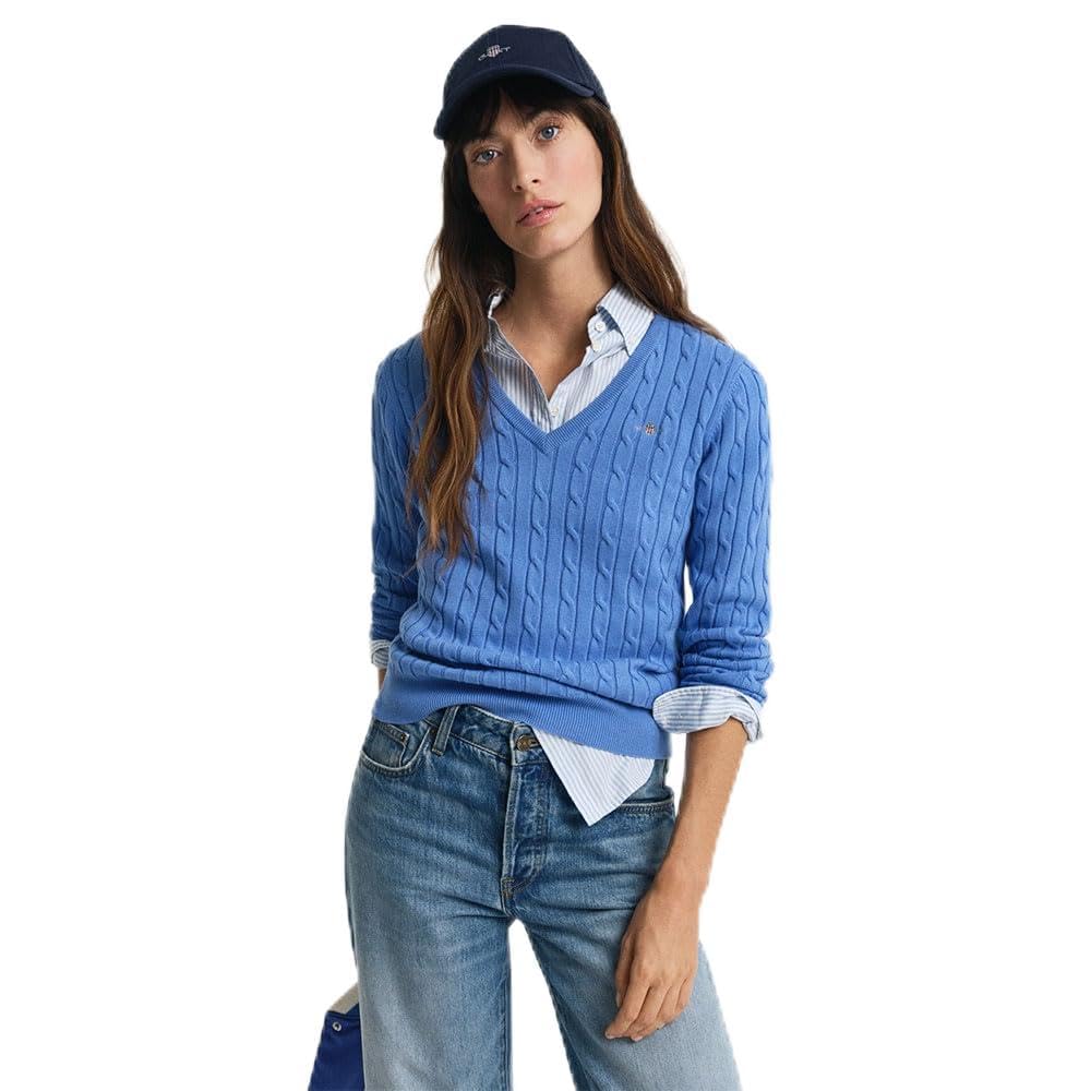 GANT Women's V Neck Cotton Stretch Sweater