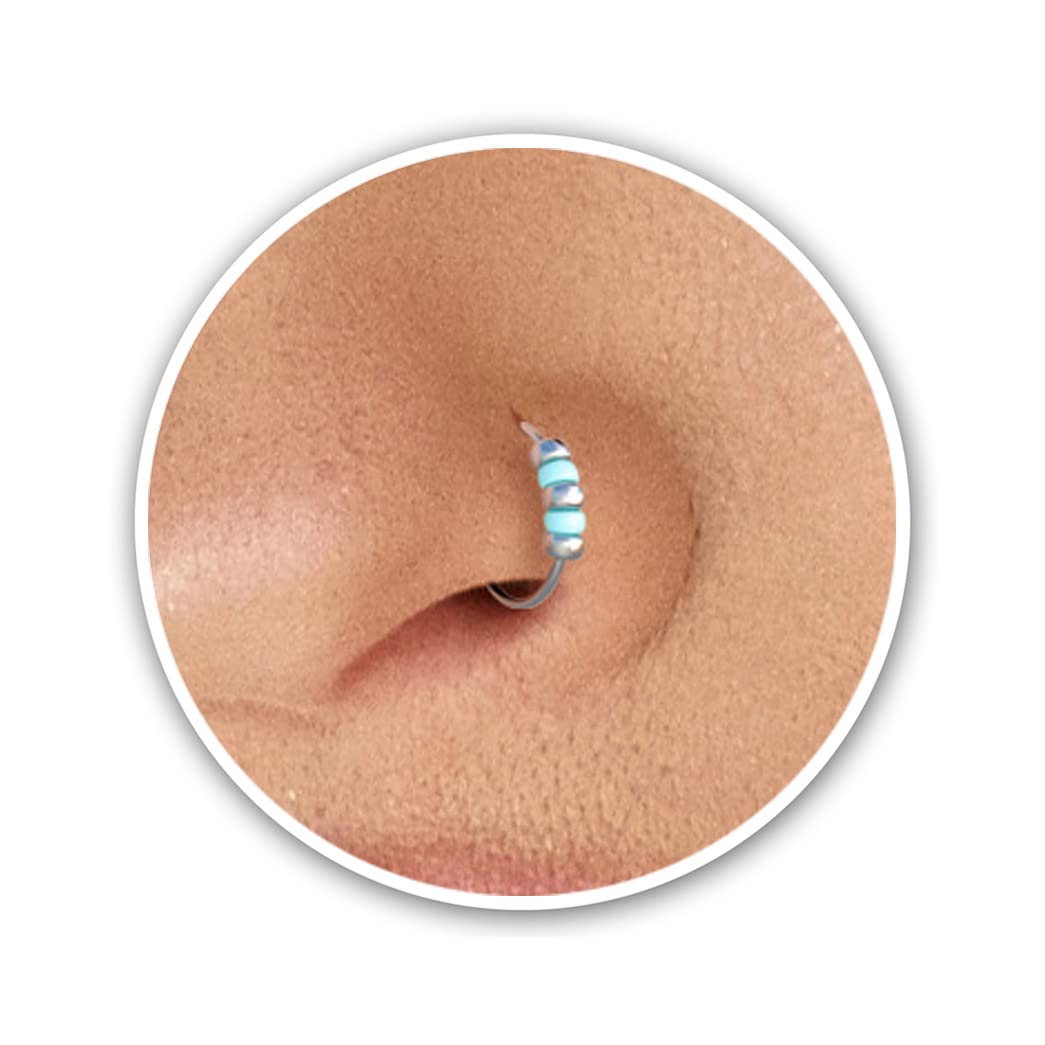 Silver nose ring with Beads