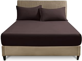 GC GAVENO CAVAILIA Easy Care Polycotton Fitted, Plain Dyed Bed Sheets OR Housewife Pillowcases 2 Pack, Chocolate, Single