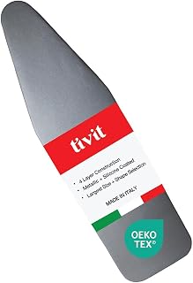 TIVIT Ironing Board Cover 15 x 54” – Made in Italy, Alumitek PRO Heat-Reflective, Thick 4-Layer Padding, Scorch & Stain Resistant