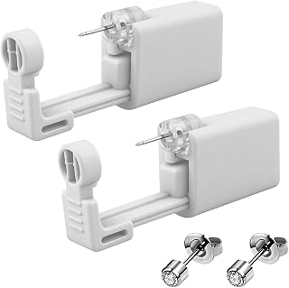 Lot de 6 pistolets pour piercings d'oreille, sans douleur, facile à utiliser, kit de perçage d'oreille, avec goupille, 5 mm, cristal, cristal