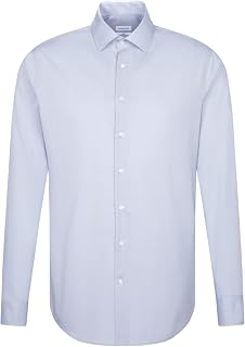 Seidensticker Men's Non-iron Fil a Fil Business Shirt in Slim With Kent-collar Shirt