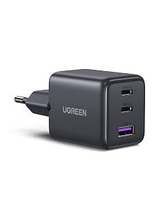 UGREEN USB C Charger 30 W, 3-Port GaN Power Supply, PD iPhone Chrager | PD Fast Charger Portable for Travel Compatible with iPhone17 Pro Max, 17, 16, iPad, Galaxy S26, S25, Pixel 9 (Black)