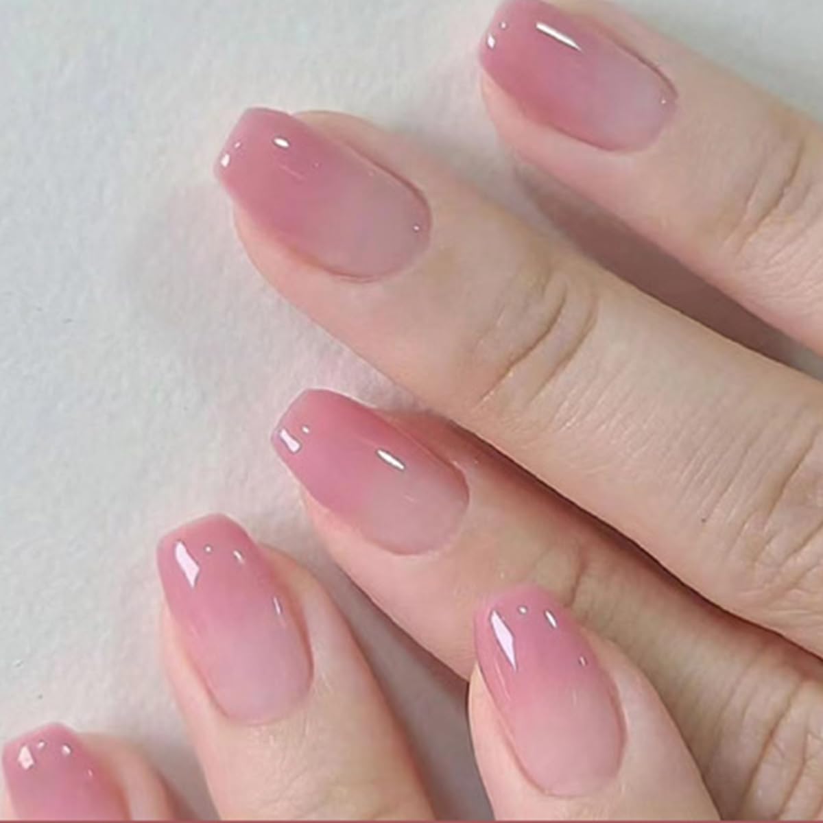 Gradient Shimmer Pink Press On Nails, Almond nails,Detachable Acrylic Nails and 