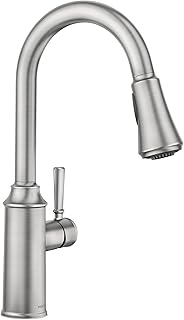 Moen Conneaut One-Handle High Arc Kitchen Sink Faucet with Power Boost for a Faster Clean, Kitchen Faucet with Pull Down Sprayer, Spot Resist Stainless, 87801SRS