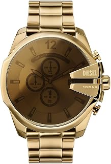 Diesel Mega Chief Men's Quartz Chronograph Watch, 59 mm Silver Stainless Steel Case with Stainless Steel Strap DZ4308