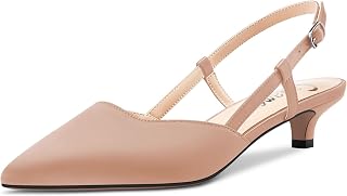 CASTAMERE Bass Kitten Heel Pointed Toe Pumps Women's Slingback Slip-on Sandals Wedding Office Party Dress 3.5 cm Heels
