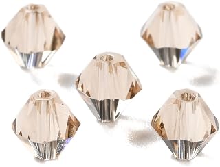 100pcs 6mm Austrian Crystal Bicone Beads Faceted Bicone Beads K9 Glass Beads for Jewellery Bracelet Making, Antique White