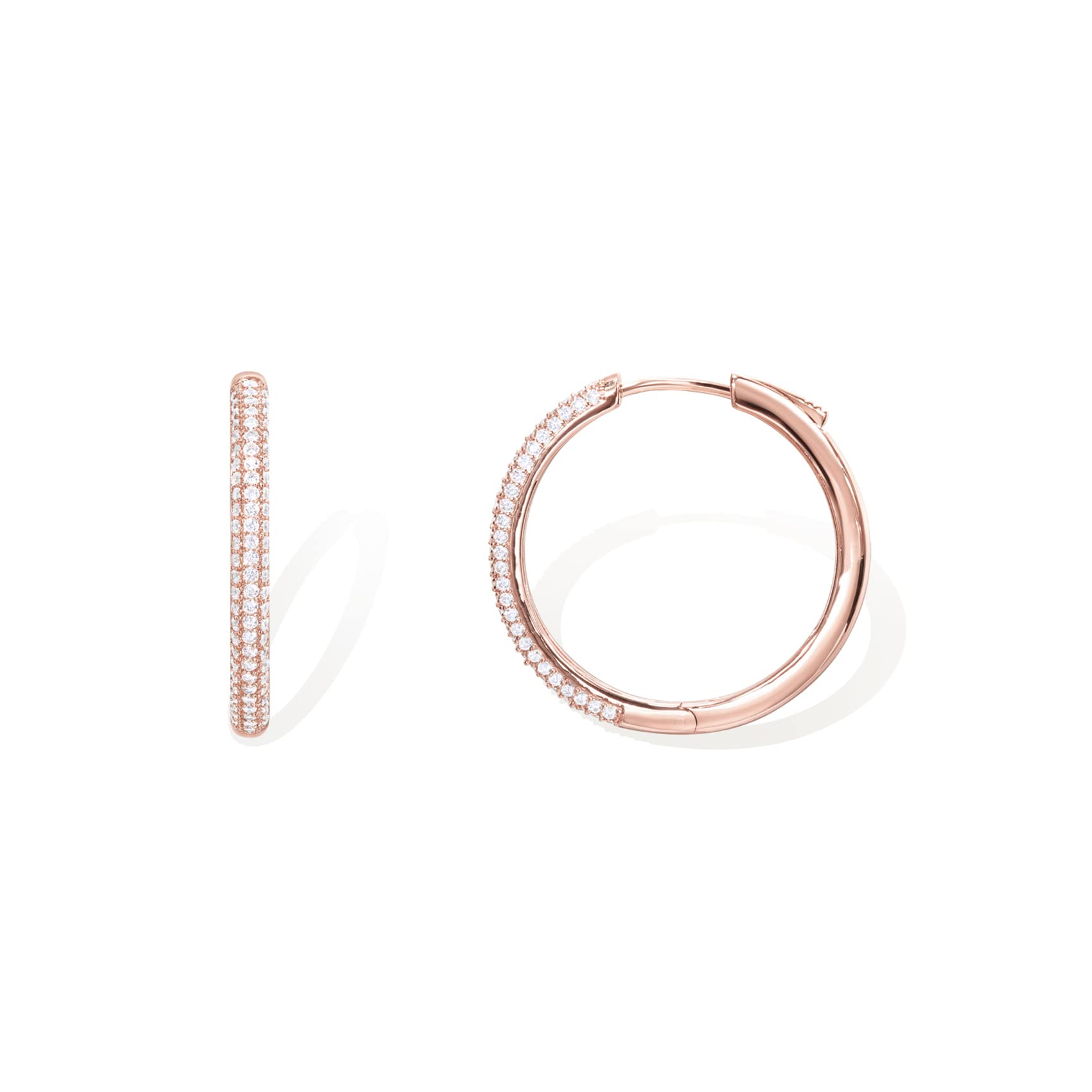 PAVOI 14K Gold Plated 925 Sterling Silver Posts Cubic Zirconia Hoop Earrings for
