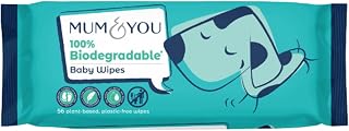 Mum & You Baby Wipes Travel Pack- 56 wipes- 100% Biodegradable Wet Wipes | 99.4% Water. Ideal for Sensitive Newborn Skin | Gentle & Eco-Friendly Baby Wet Wipes (56 Count -Single Pack)