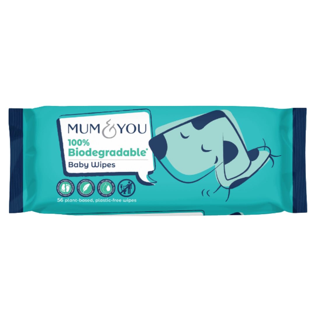 Mum & You Baby Wipes Travel Pack- 56 wipes- 100% Biodegradable Wet Wipes | 99.4%