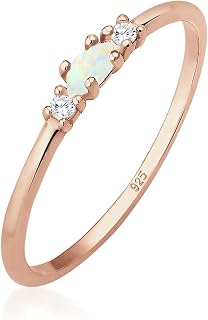 Elli Ring Women Vintage Geo Opal Zirconia in 925 Sterling Silver