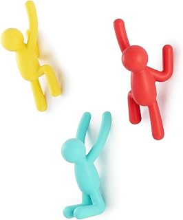 Umbra Buddy Wall Mounted Coat Rack, Set of 3, Red/Blue/Yellow