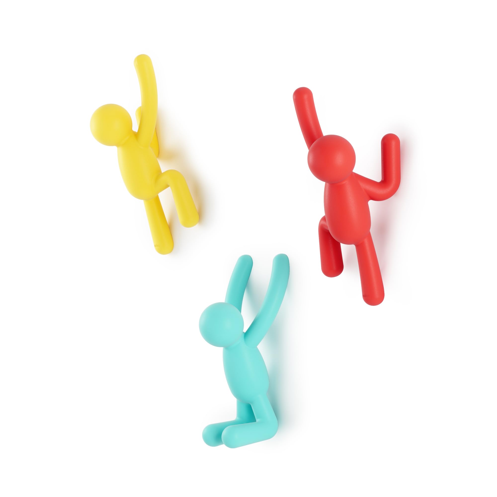 Umbra Buddy Wall Mounted Coat Rack, Set of 3, Red/Blue/Yellow