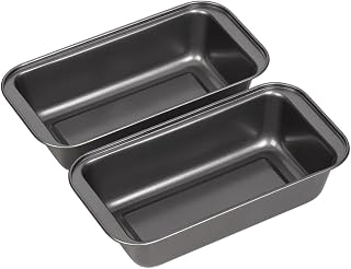 Chef Aid Non-Stick Loaf Tins Set of 2, 2lb (900g) Bread and Cake Baking Pans, Easy Clean Carbon Steel, Perfect for Homemade Bread andCake, Grey