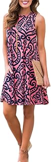 Women’s Floral Sleeveless Swing Dress with Pockets Casual Summer A Line Tank Dress