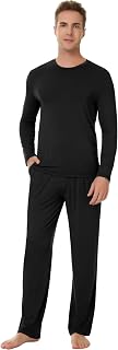NACHILA Bamboo Viscose Pajamas for Men Long Sleeve PJs Pants with Pockets