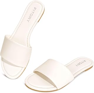 FITORY Women's Slide Sandals Fashion Round Toe with Classic Single Strap