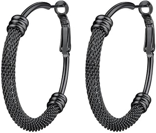 PROSTEEL 14K Gold PLated Hoop Earrings for Women Stainless Steel