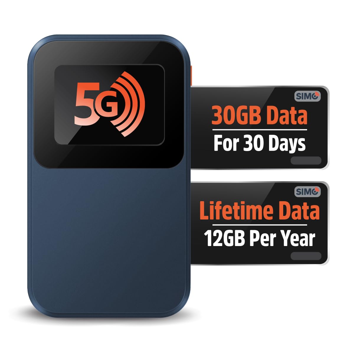 SIMO Solis Edge, 5G WiFi Hotspot with 1GB/Monthly + 30GB Global Data | Home, Ent