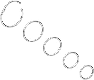 NewkeepsR 20G/18G/16G/10G/8G/6G Steel Clicker Septum Nose Hoop Sleeper Ring