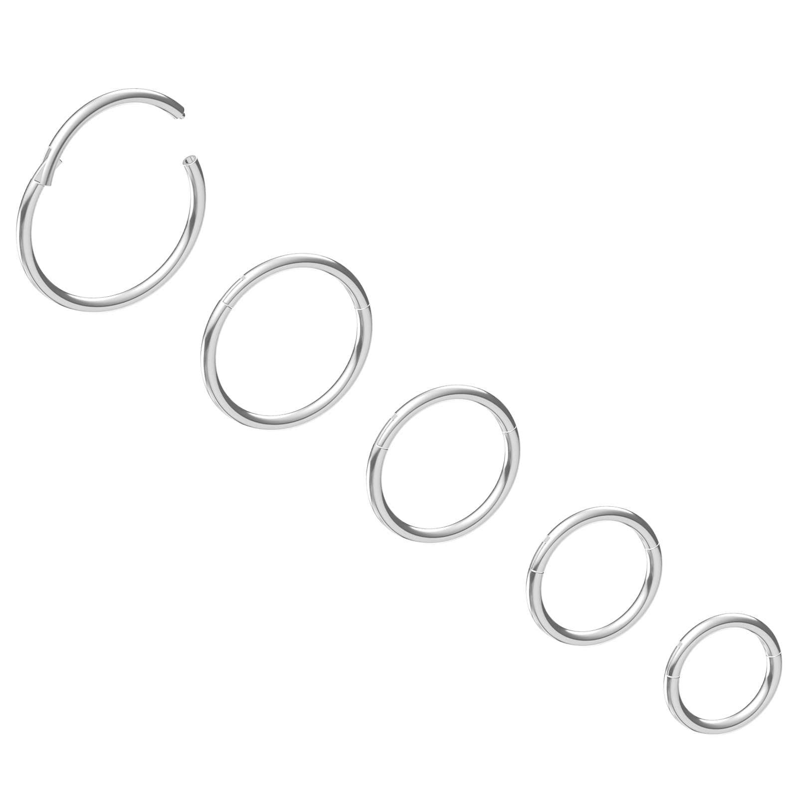 NewkeepsR 20G/18G/16G/10G/8G/6G Steel Clicker Septum Nose Hoop Sleeper Ring