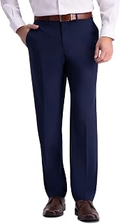 J.M. Haggar Men's Solid Gab 4-Way Stretch Straight Fit Flat Front Dress Pants
