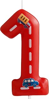 Racing Cars Birthday Candles,Red and White Stripes Number 1 Candles,Happy Birthday Candle Cars Cake Topper for Boys Girls Racing Car Traffic Theme Party Supplies Birthday Gifts