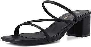 Shoe'N Tale Strappy Heels Women's Chunky Block Heel Mules
