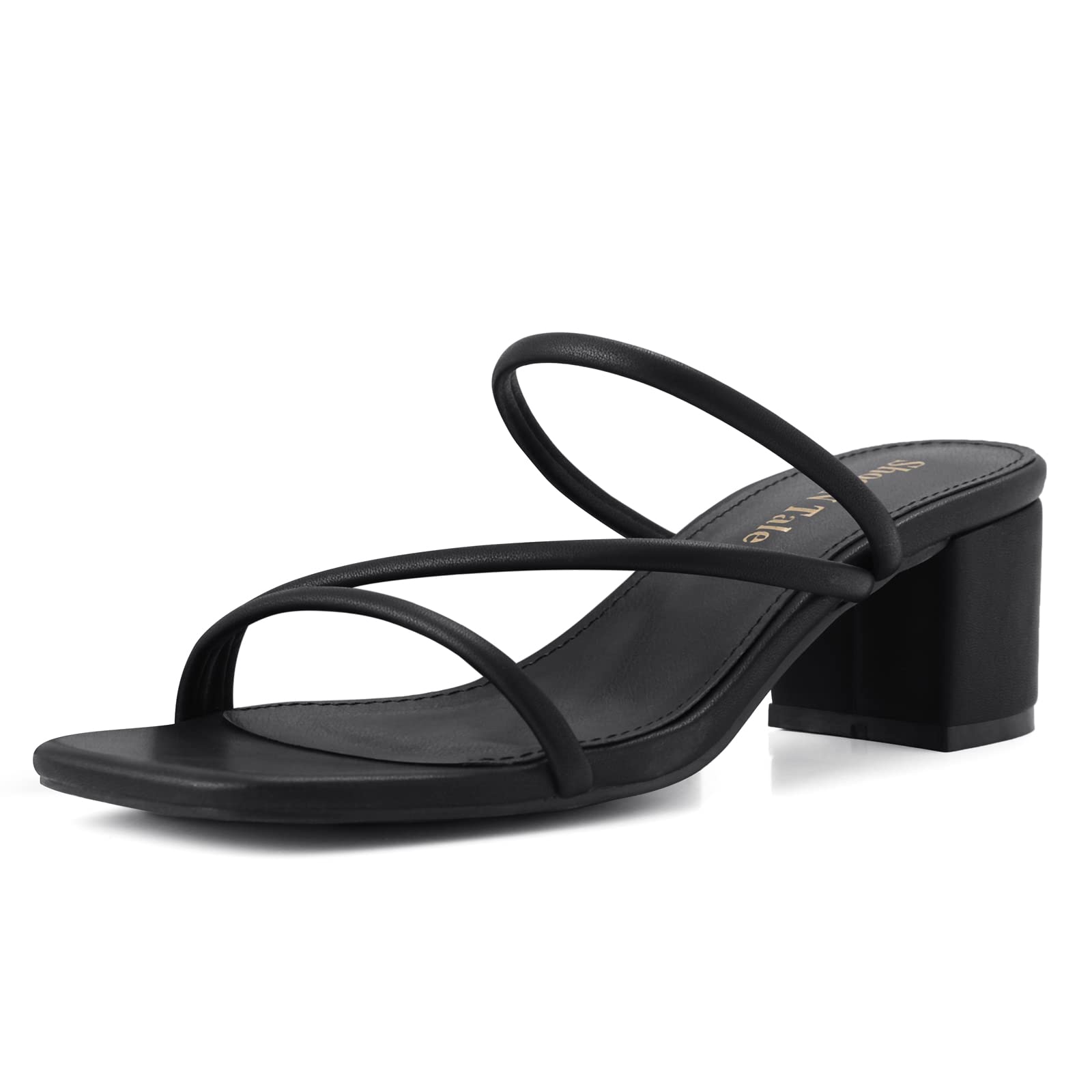 Shoe'N Tale Strappy Heels Women's Chunky Block Heel Mules