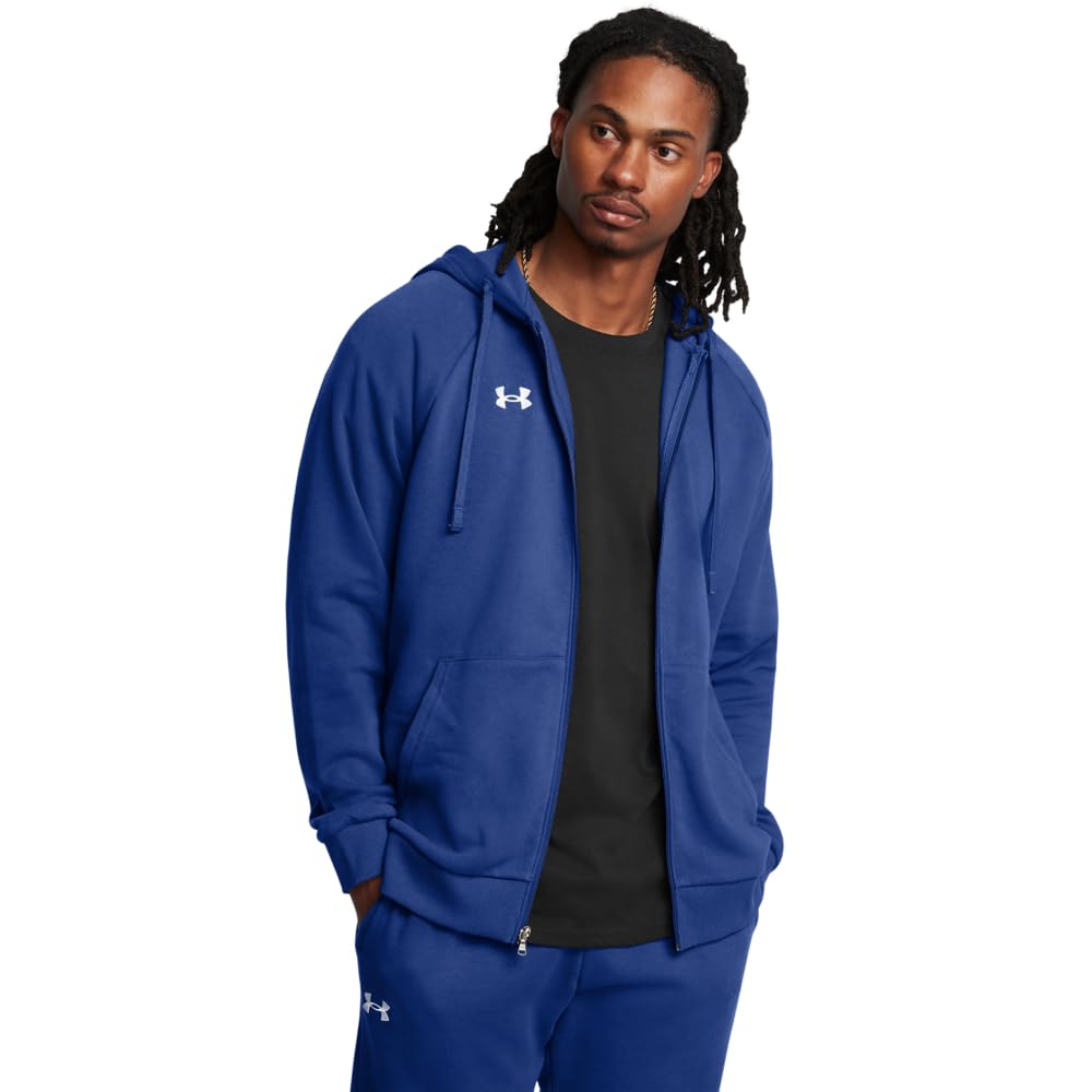 Under Armour Men's Ua Rival Cotton Fz Hoodie Sporty Sweat Jacket, Warm Hoodie wi
