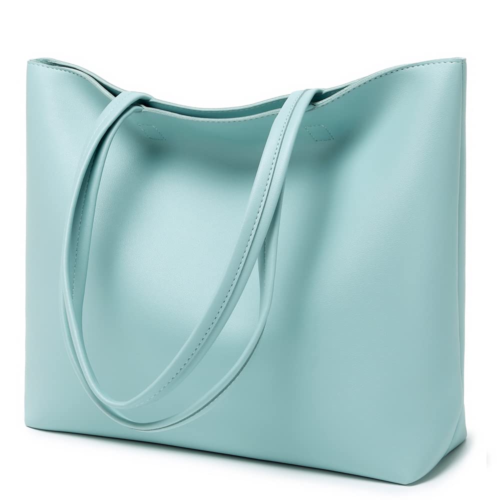 MEEGIRL Womens Simple PU Leather Tote Bag for Work School Shopping with Zipper a