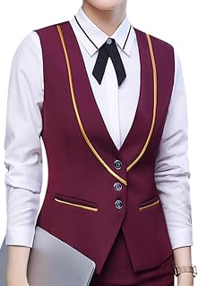 ORANDESIGNE Women's Suit Vest Formal Business Dress Sleeveless V-Neck Slim Waistcoat with Button Fashion Office Business Waistcoat Vest Jacket Outerwear